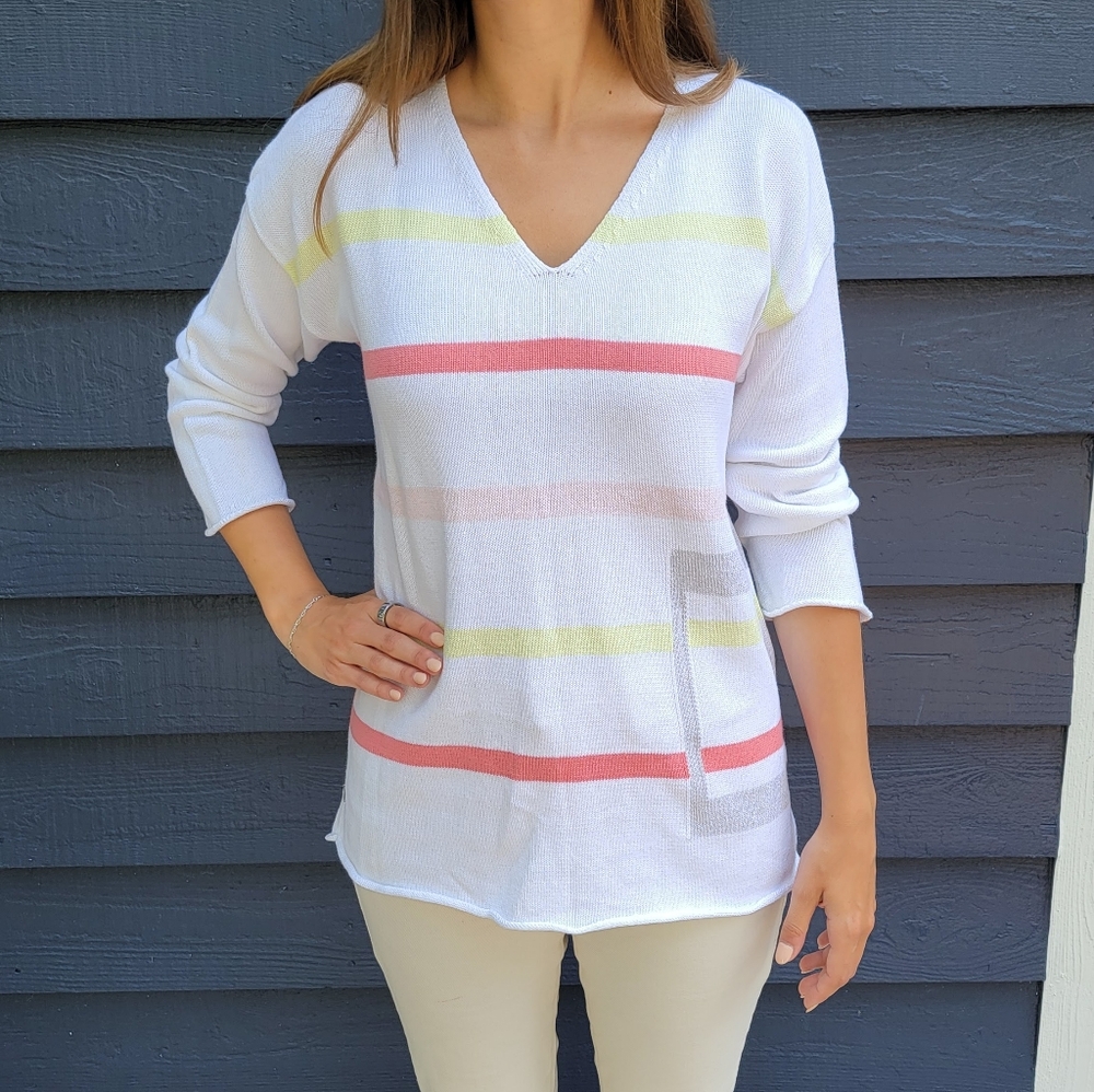 V-neck summer striped sweater, sz Small
